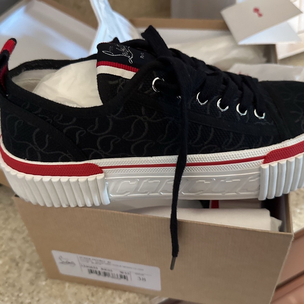 Christian Louboutin Black and Red Platform Sneakers
